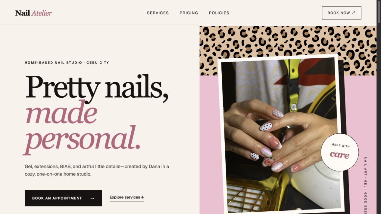 Nail Atelier homepage